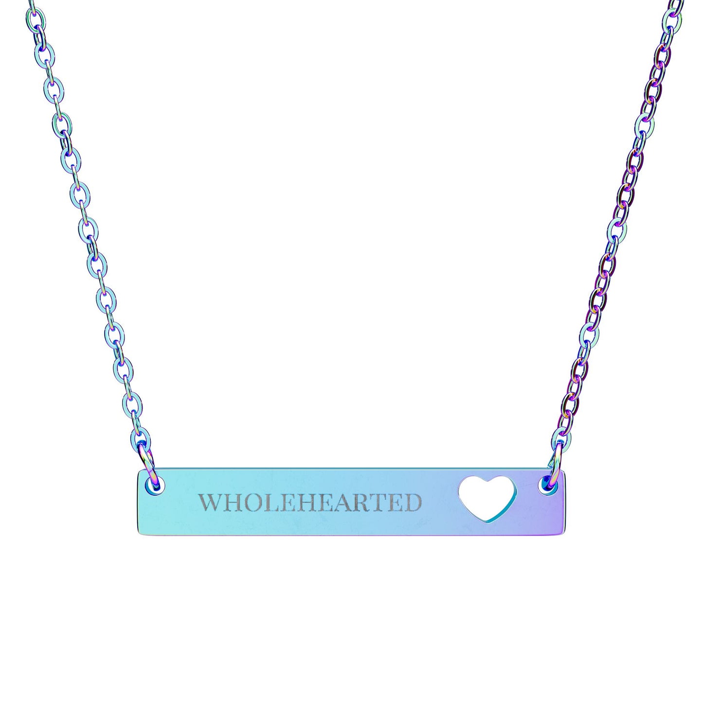 Wholehearted Bar Pendant - Cutout Heart Necklace
