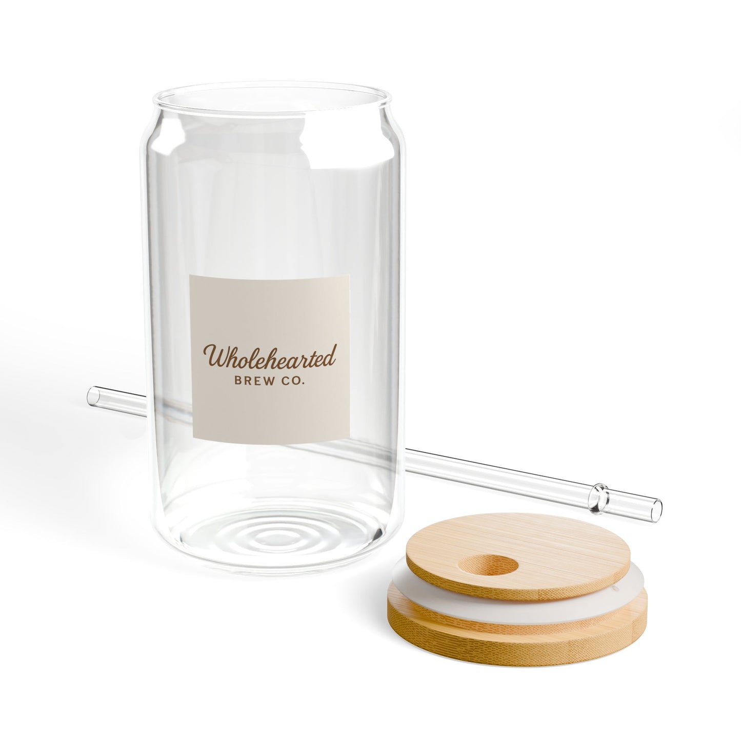 Wholehearted Brew Co. 16oz Glass Sipper with Bamboo Lid