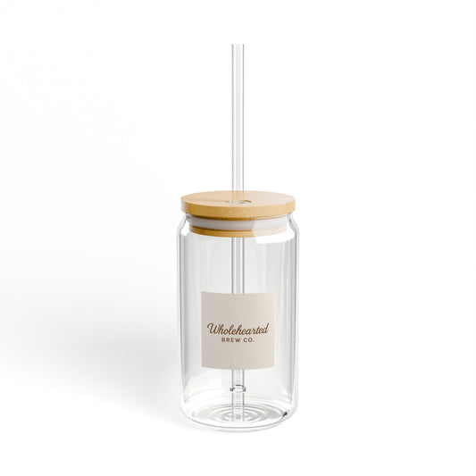 Wholehearted Brew Co. 16oz Glass Sipper with Bamboo Lid