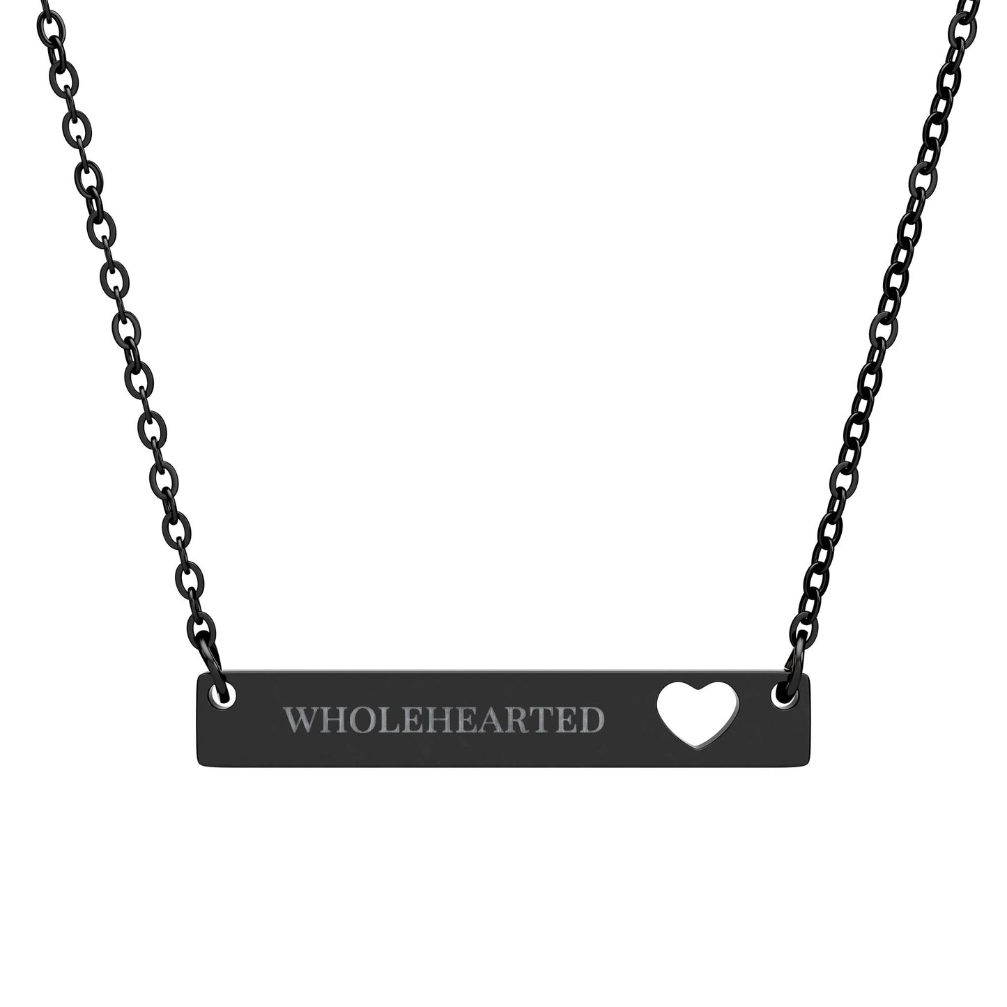 Wholehearted Bar Pendant - Cutout Heart Necklace