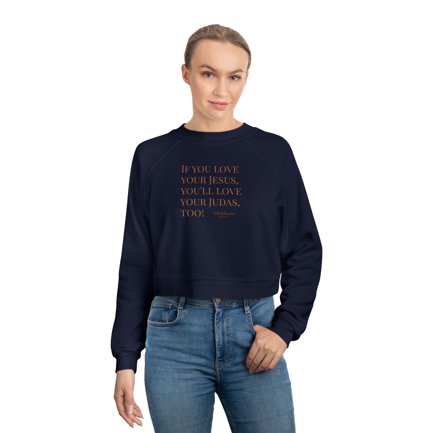 Love your Enemies Cropped Fleece Pullover for Women