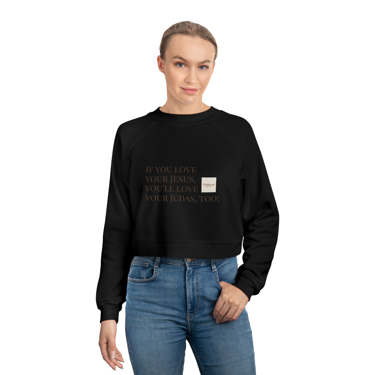 Love your Enemies Cropped Fleece Pullover for Women