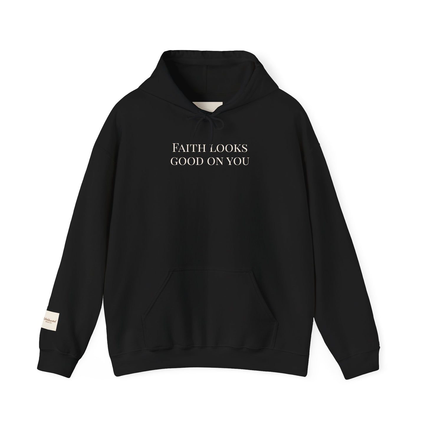 FAITH LOOKS GOOD ON YOU- Minimalist Cream Pullover with "Wholehearted Brew Co." Back & Sleeve Print