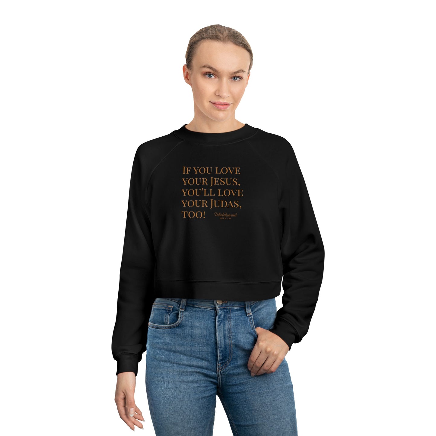Love your Enemies Cropped Fleece Pullover for Women