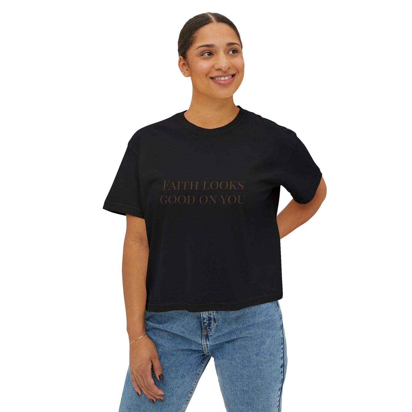 Faith Looks Good on You Women's Boxy Tee - Inspirational Casual Shirt