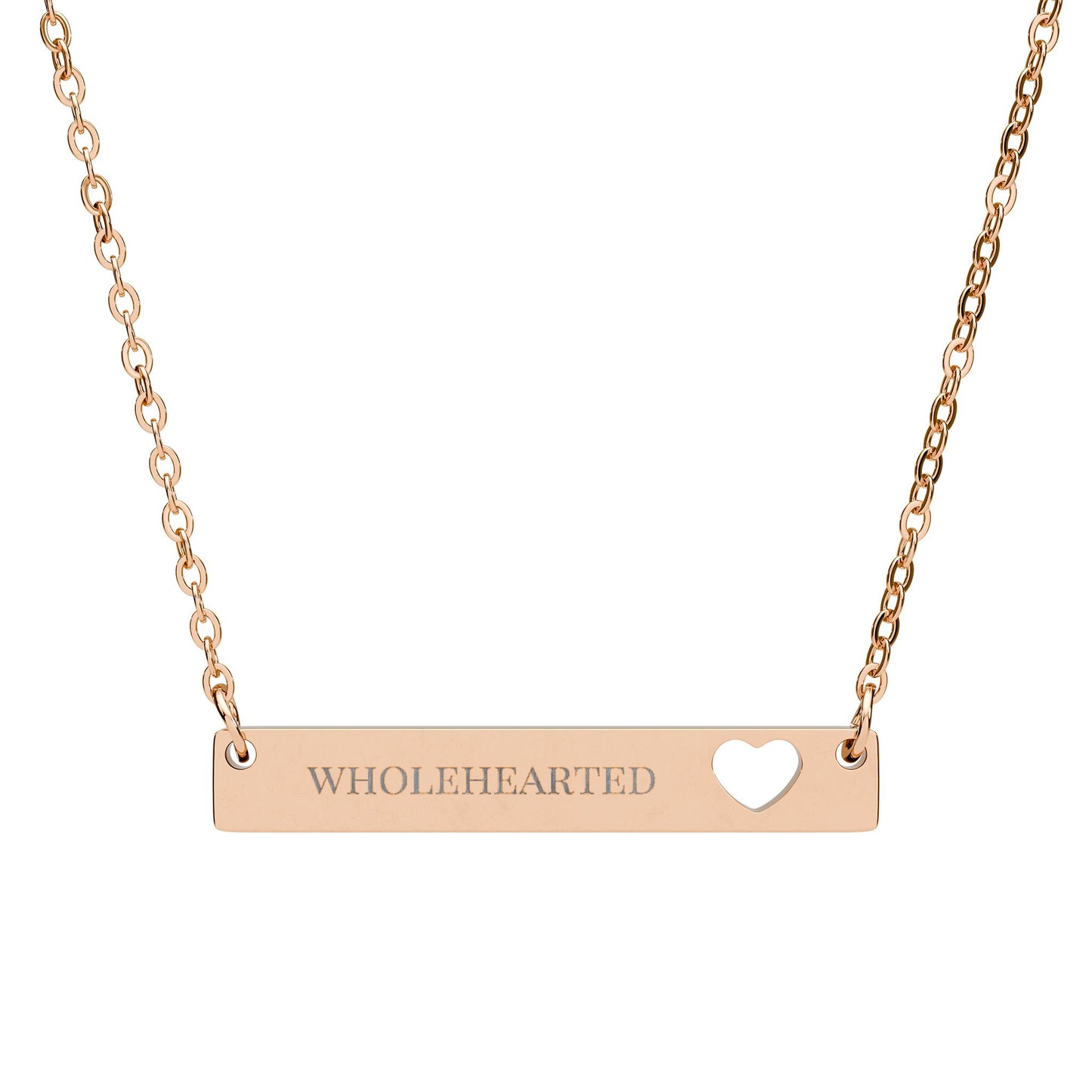 Wholehearted Bar Pendant - Cutout Heart Necklace