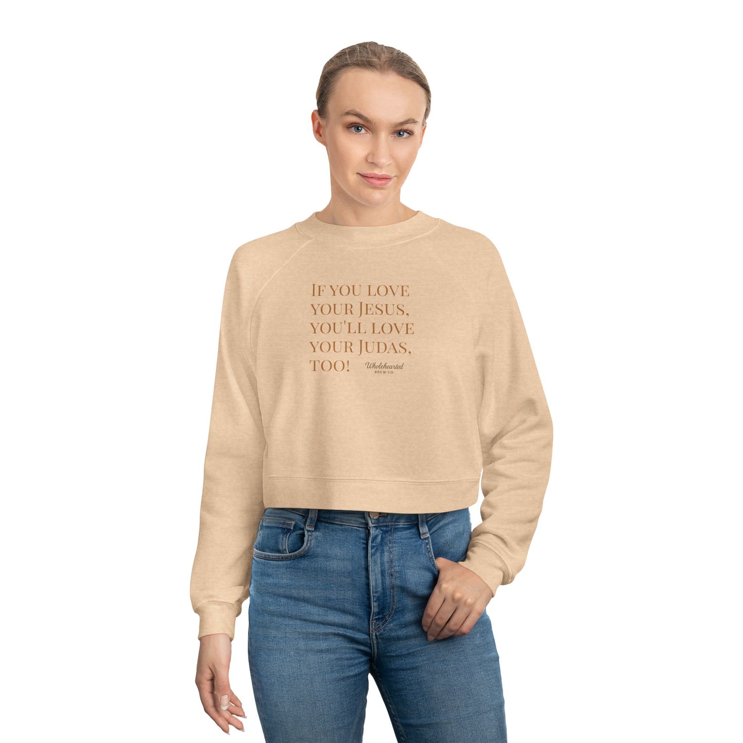Love your Enemies Cropped Fleece Pullover for Women