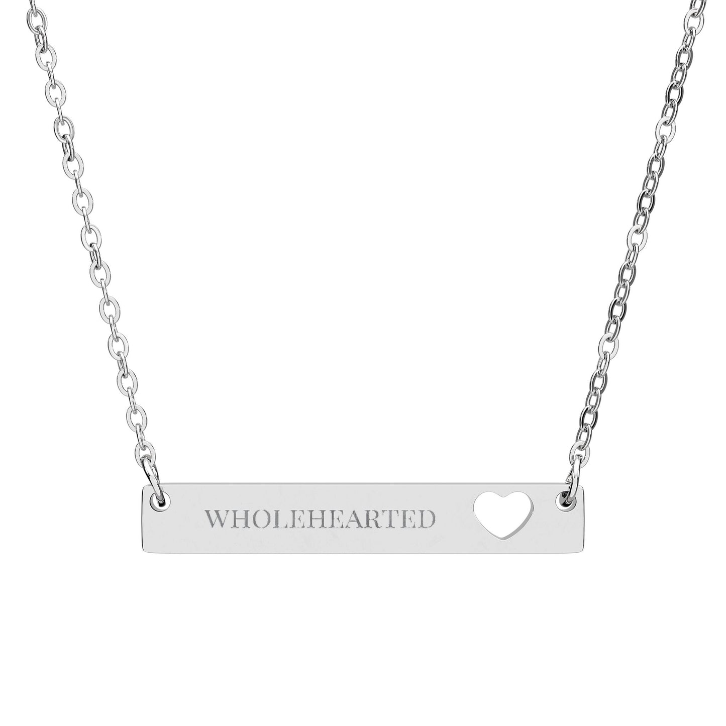Wholehearted Bar Pendant - Cutout Heart Necklace
