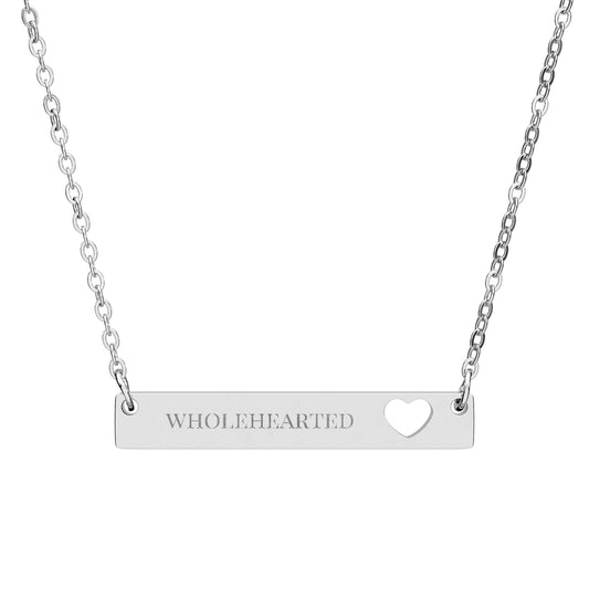 Wholehearted Bar Pendant - Cutout Heart Necklace