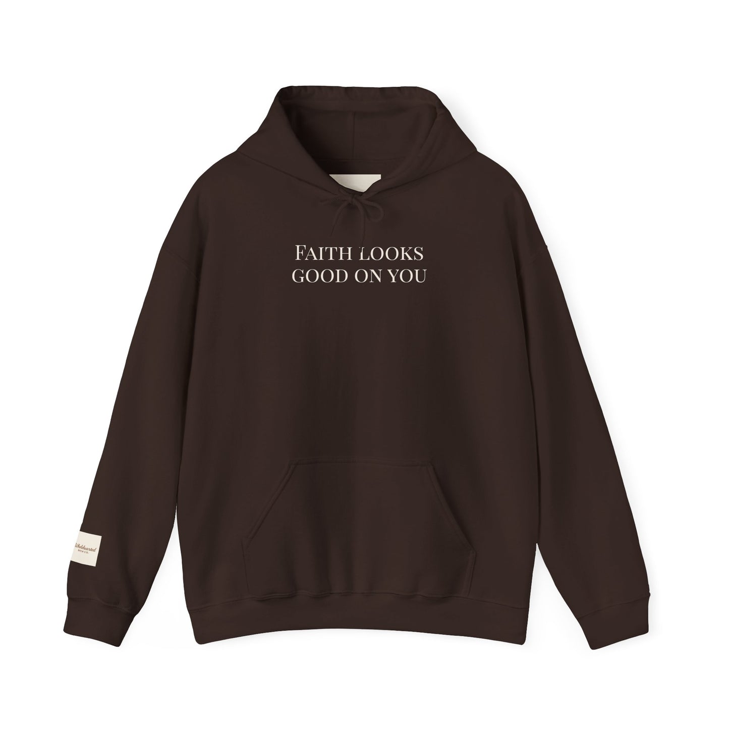 FAITH LOOKS GOOD ON YOU- Minimalist Cream Pullover with "Wholehearted Brew Co." Back & Sleeve Print