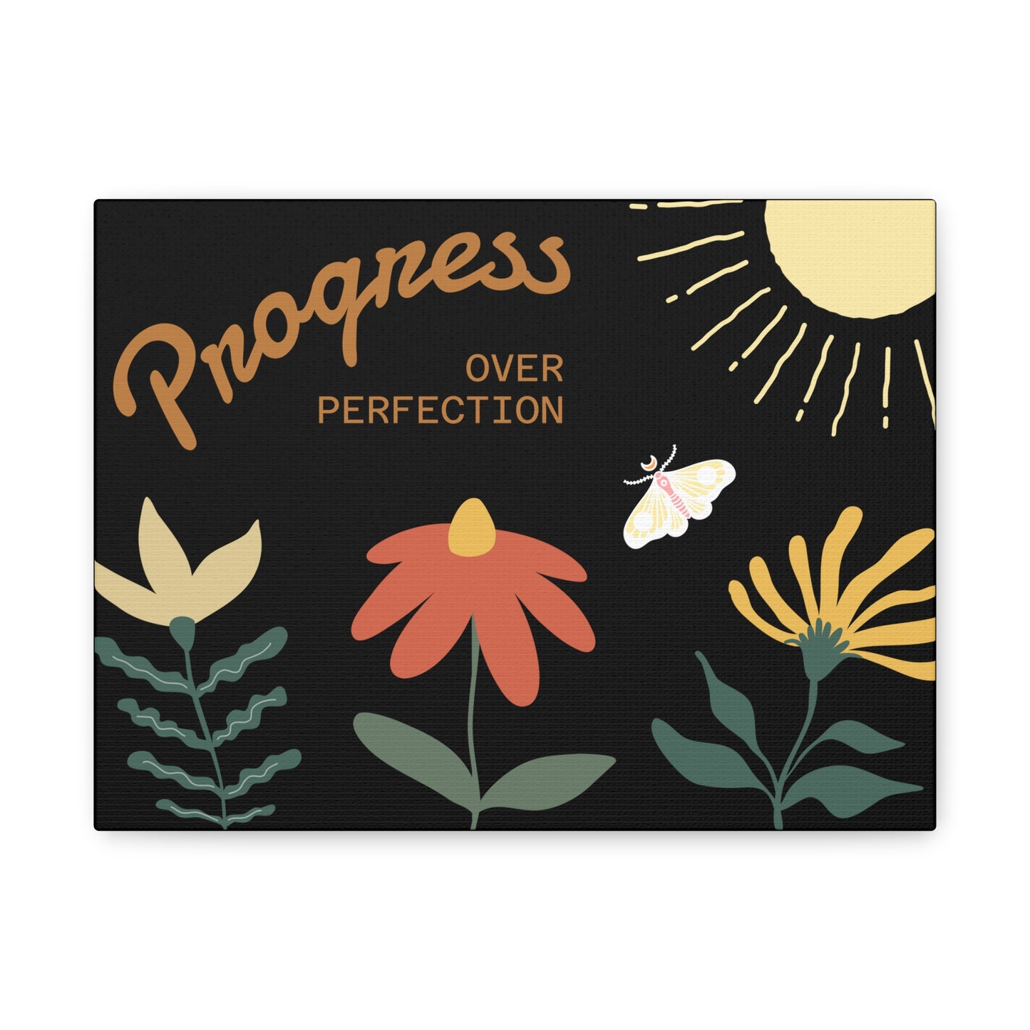 Motivational Canvas Wall Art, Progress Over Perfection, Home Décor, Inspirational Artwork, Gift for Friends, Office Wall Decoration