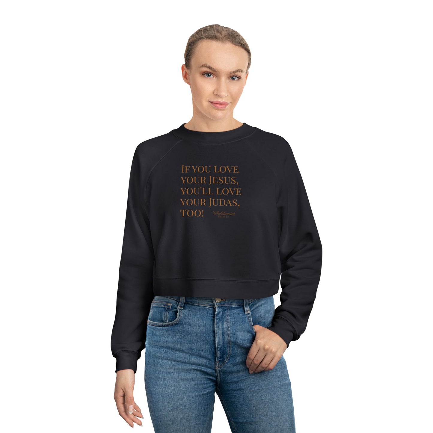 Love your Enemies Cropped Fleece Pullover for Women