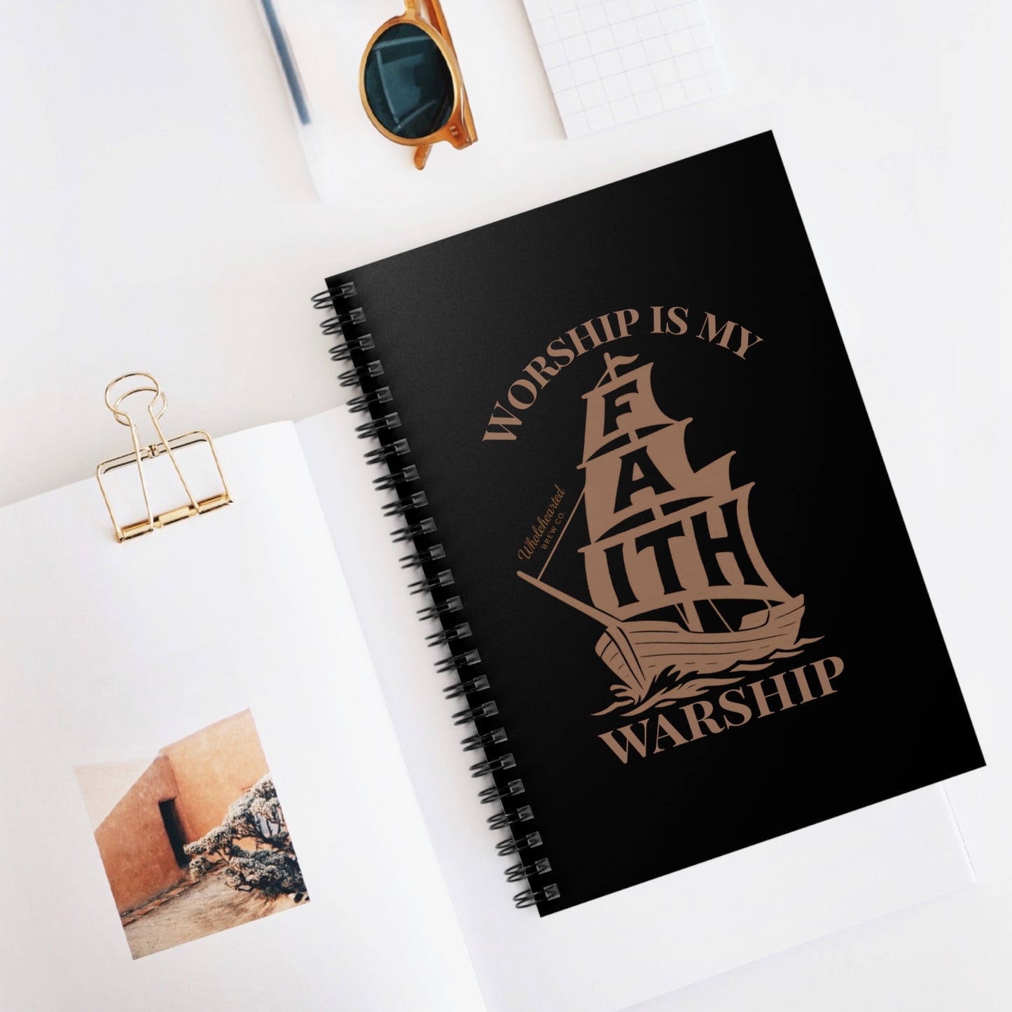 Faith-Inspired Spiral Notebook - 'Worship is My Warship' Design