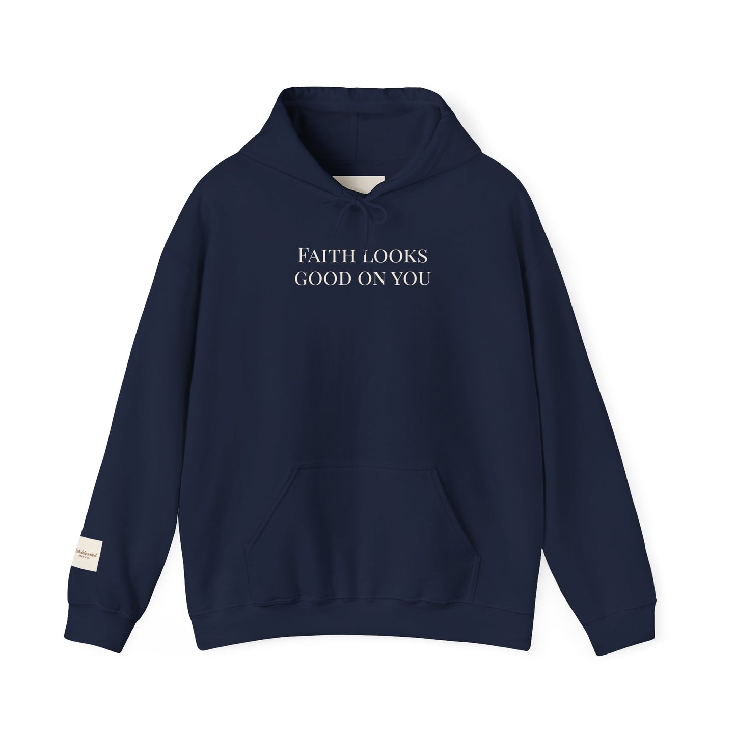 FAITH LOOKS GOOD ON YOU- Minimalist Cream Pullover with "Wholehearted Brew Co." Back & Sleeve Print